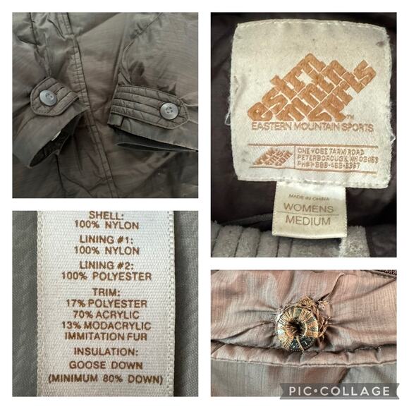 Eastern Mountain Sports Browm down coat removable Faux fur Hood size medium - Picture 12 of 12